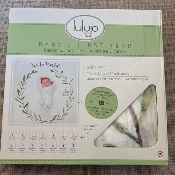 Lulujo Baby’s First Year Blanket & Cards Set, NEW in box - Picture 1 of 3